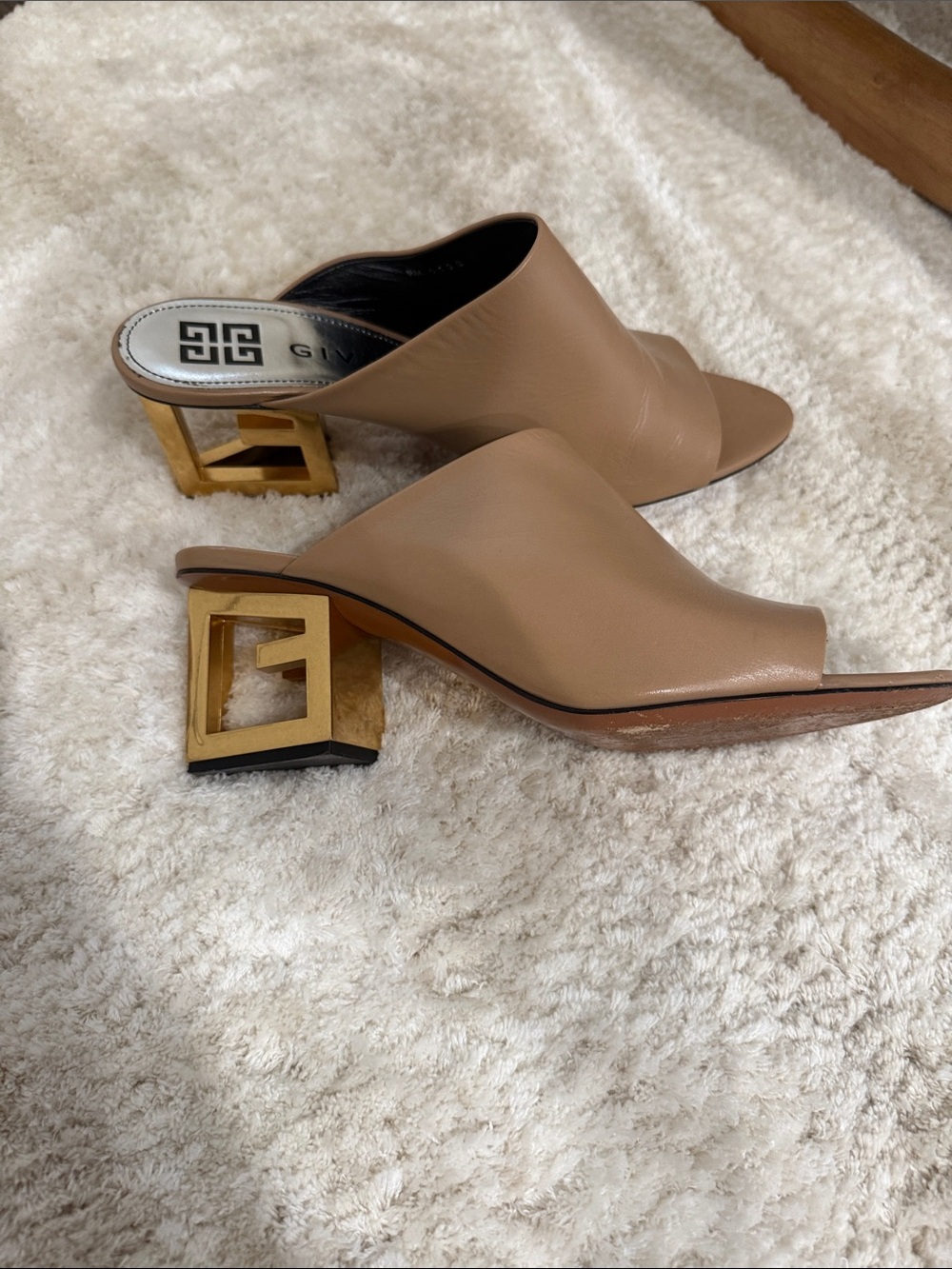 Givenchy Beige Leather Open-Toe Slide Mules